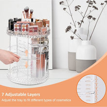 360° Rotating Crystal Makeup Organizer Adjustable | Cosmetic Organizer | Girls Accessories