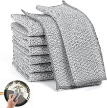 4 pcs Magic Dishcloth Silver Wire Cleaning Kitchen Cloth Thickened Microfiber Wash Towel Built-in Sponge Steel Wire Ball Rag