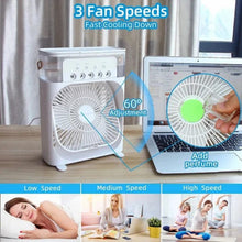 Portable Air Cooler Fan | Fan With Led Night Light, Fine Mist Water And Humidifier Function – USB Electric