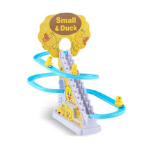 Small Duck Climbing Stairs Toy Diy Racing Track Toy Music Duck Roller Coaster