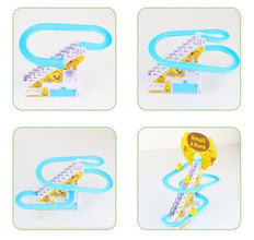 Small Duck Climbing Stairs Toy Diy Racing Track Toy Music Duck Roller Coaster